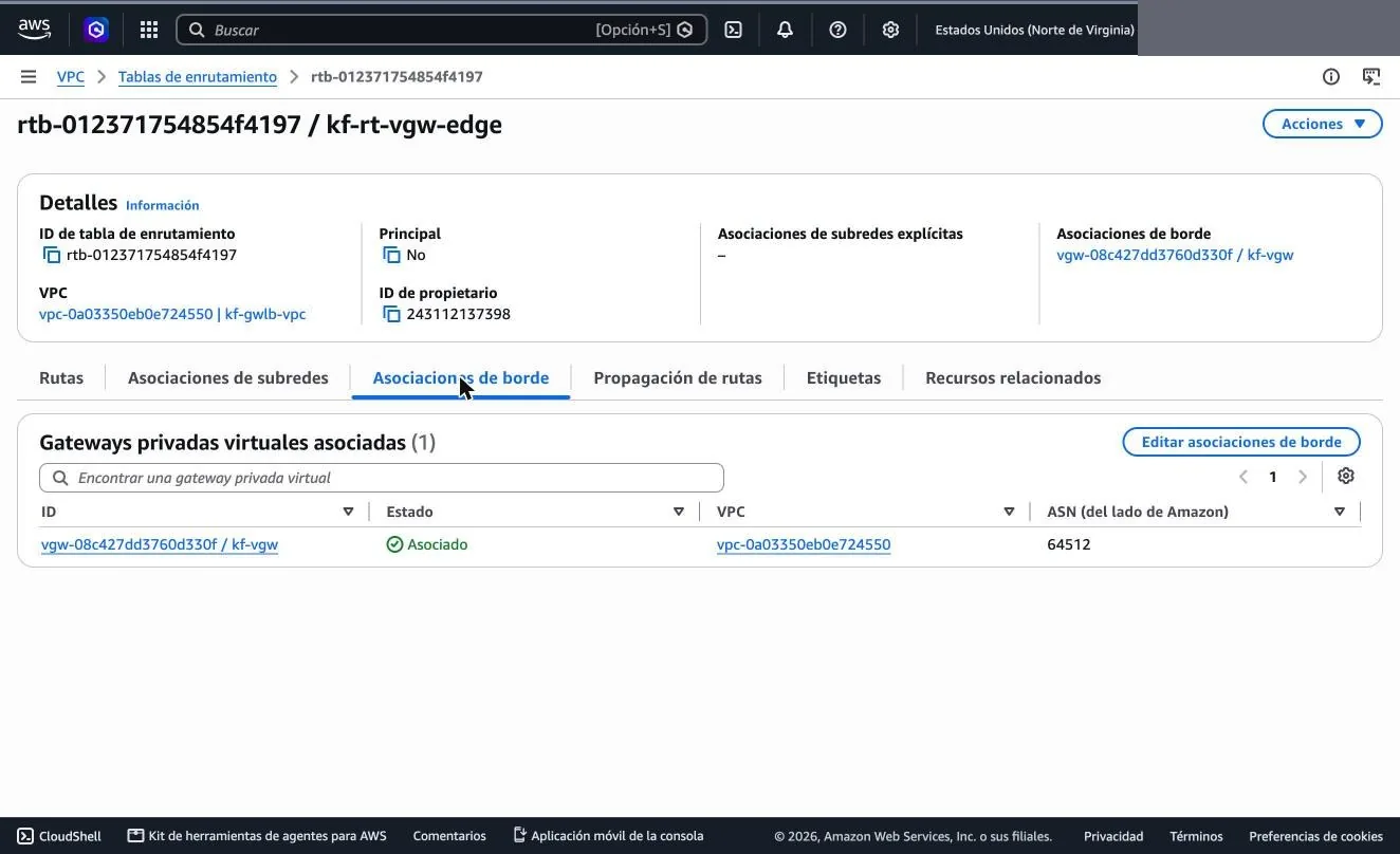 Edge route table · asociación de borde