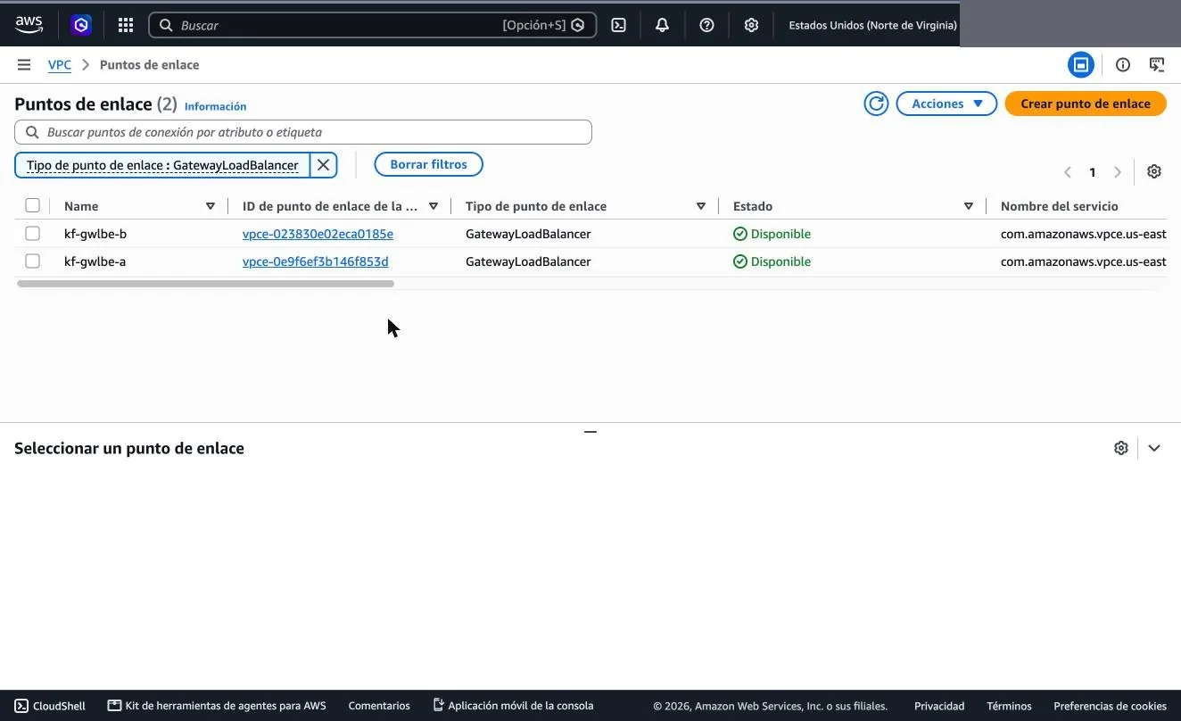 Endpoints del Gateway Load Balancer